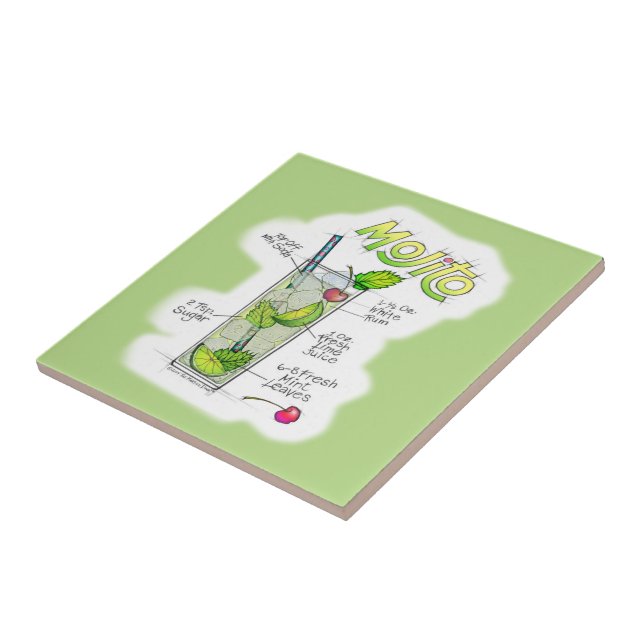 CARREAUX CÉRAMIQUES - MOJITO RECEPE COCKTAIL ART (Côté)