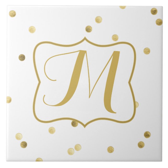 Carreaux d'affichage Monogramme Confetti Dot Gold  (Devant)
