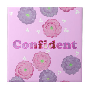 Carreaux d'affirmation rose floral confiants
