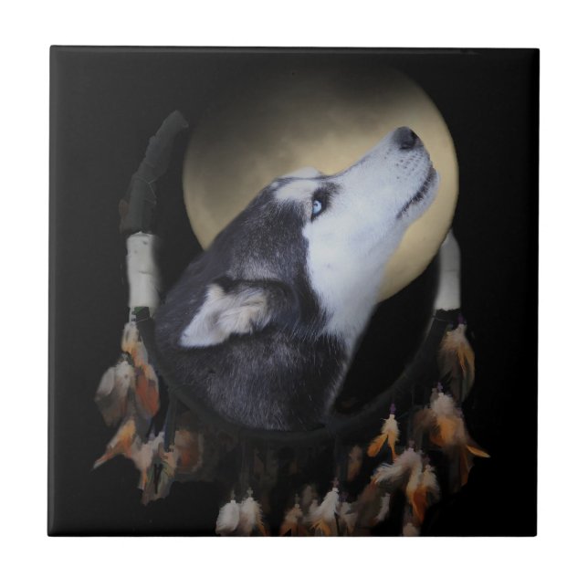 Carreaux d'art Husky Dream Catcher (Devant)