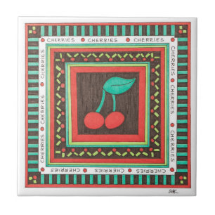 Carreaux d'art unique - Cerises - Erin Brie Art