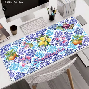 Carreaux d'azulejo floraux siciliens jaune bleu