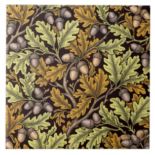 Carreaux de botanique anglais antique chêne glands
