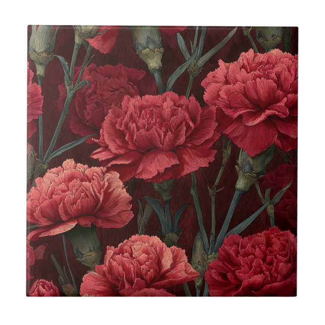 Carreaux de Carnation Botanique Boho pour un style (Devant)