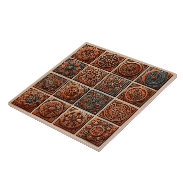 Carreaux de céramique à motifs complexes (Côté)