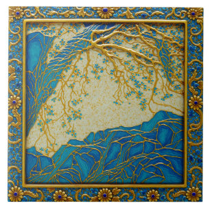 Carreaux de céramique Alpes françaises Or Turquois