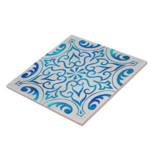 carreaux de céramique bleu et blanc
