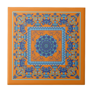 Carreaux De Céramique Bleu Et Orange Motif Islamiq
