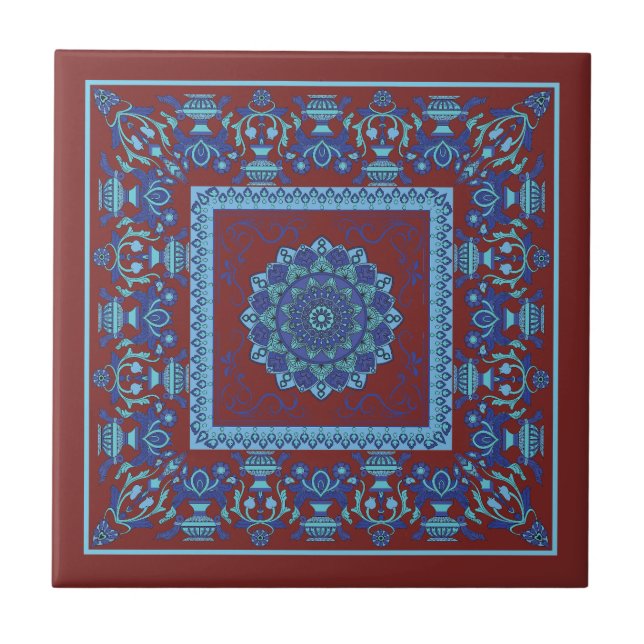 Carreaux De Céramique Bleu Et Rouge Motif Islamiqu (Devant)