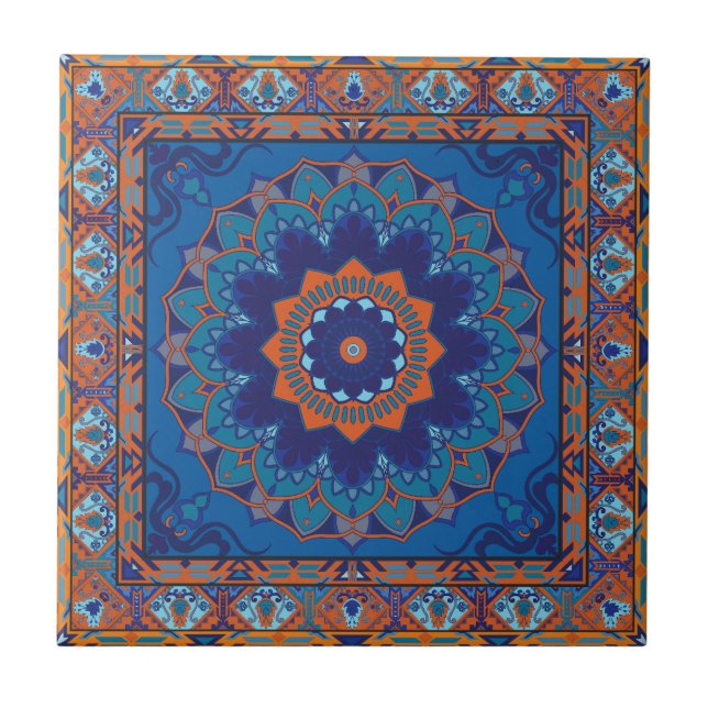Carreaux De Céramique Bleu Islamique Et Motif Oran (Devant)