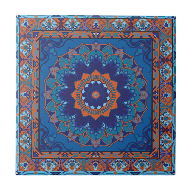 Carreaux De Céramique Bleu Islamique Et Motif Oran (Devant)