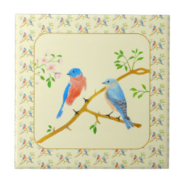 Carreaux de céramique bleus oiseaux