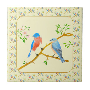 Carreaux de céramique bleus oiseaux