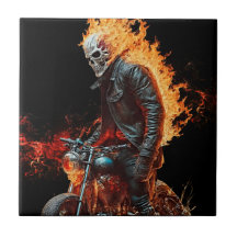 Carreaux de céramique d'art de motard au crâne enf