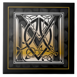 Carreaux de céramique en pierre noirs celtiques d