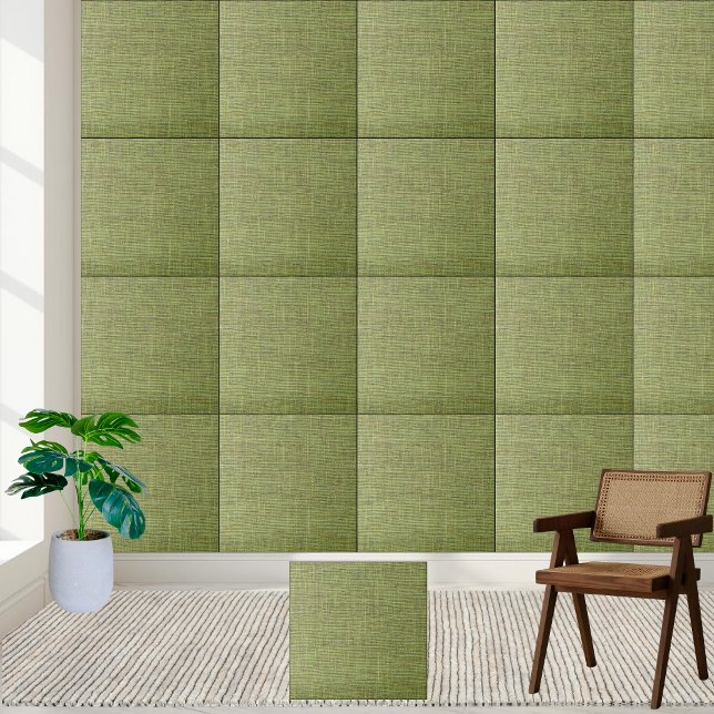 Carreaux de céramique en tissu texturé vert de cha (Lime Green Textured Fabric Ceramic Tile)