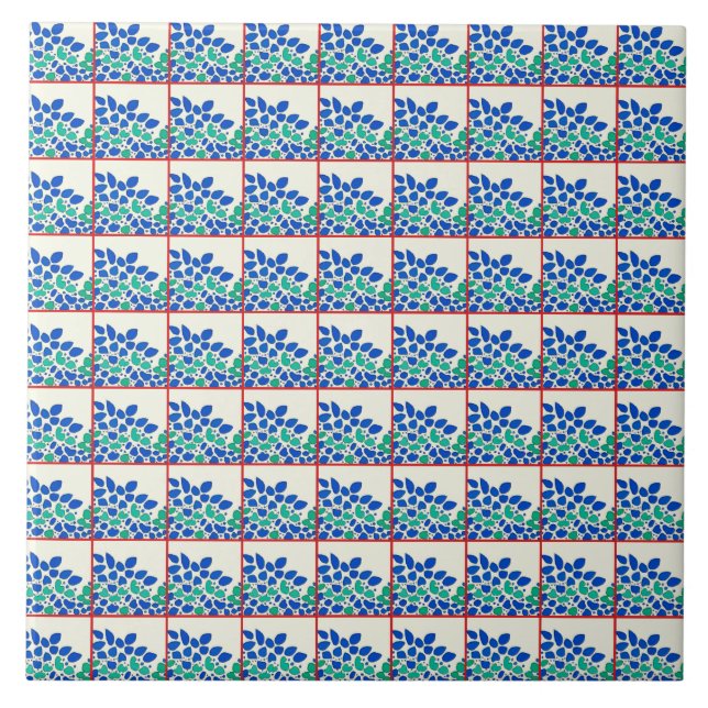 Carreaux de céramique feuilles bleus (Devant)