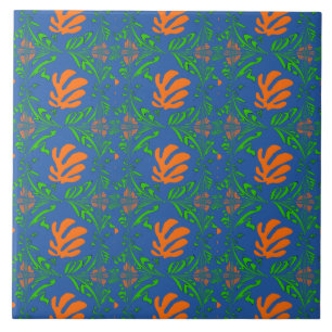 Carreaux de céramique feuilles bleus