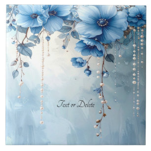 Carreaux de céramique Fleurs bleues et perles