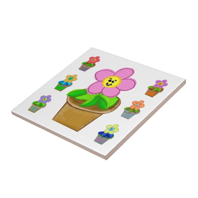 Carreaux de céramique Fleurs en pot Rosy Posy Mign (Côté)