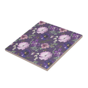 Carreaux de céramique floraux violets pour salle d