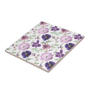 Carreaux de céramique floraux violets pour salle d