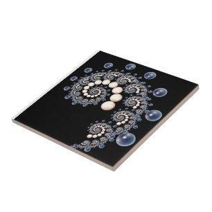 Carreaux de céramique ivoire et perle bleue