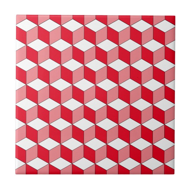 Carreaux de céramique Motif géométrique rouge mono (Devant)