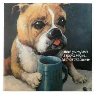 Carreaux de céramique moyenne Adorable Chien Boire