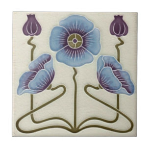 Carreaux de céramique - Pavots bleus