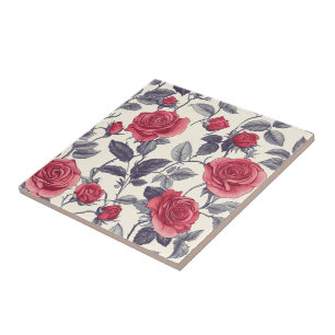 Carreaux De Céramique Rose Floral Pour Allées