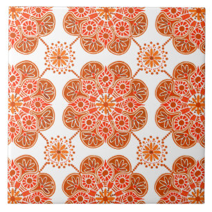 Carreaux de céramique rouge et orange motif extens