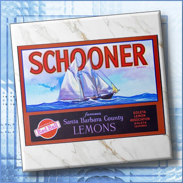 CARREAUX DE CÉRAMIQUE - "Schooner" Citrons - Étiqu (Créateur téléchargé)