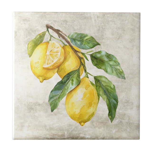 Carreaux de céramique Shabby Chic Citrons Rustique (Devant)