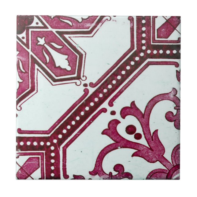 Carreaux de faïence géométriques rouges portugais  (Devant)