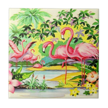 Carreaux de Flamant rose vintages Retro Rose