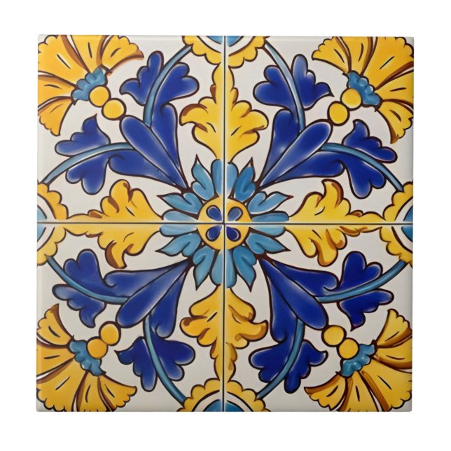 carreaux de fleurs jaunes toscanes (Devant)