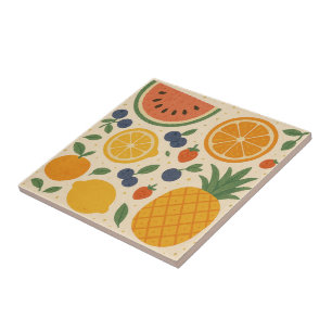 Carreaux de fruits tropicaux d'été - Aquarelle en 