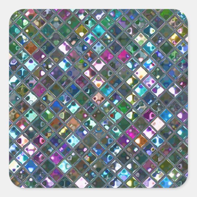 Carreaux de Glitz Multicolore 2 carré autocollant  (Devant)