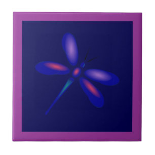 Carreaux de libellules (frontière fuschia)