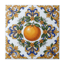 Carreaux de majolique italienne motif orange agrum