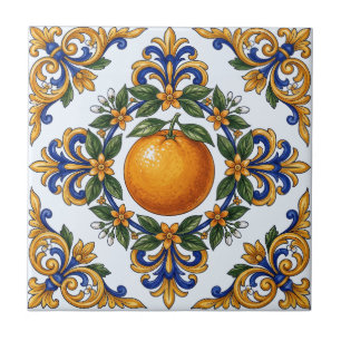 Carreaux de majolique italienne motif orange agrum