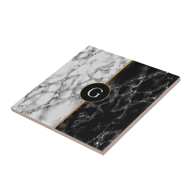 Carreaux de marbre blanc noir Faux avec lettre per (Côté)