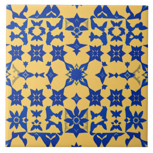 Carreaux de motif azulejo bleu or des Caraïbes