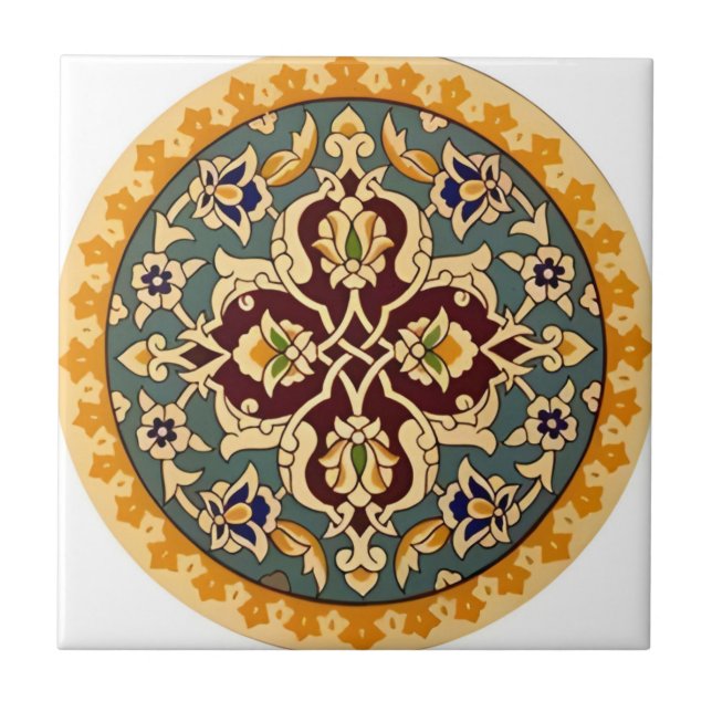 carreaux de motif de fleurs vert jaune toscan (Devant)
