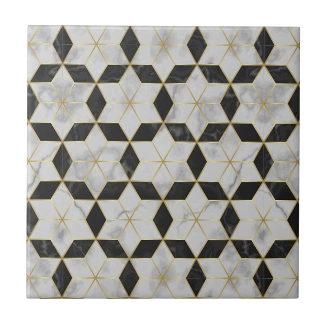 Carreaux de mur de salle de bain noirs et dorés (Devant)