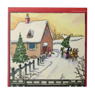 Carreaux de neige de la ferme de Noël Vintage