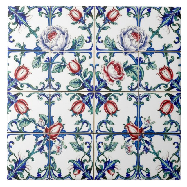 carreaux de roses printanières (Devant)