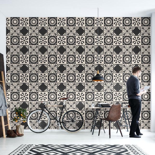 Carreaux de style espagnol - Papier peint à décoll (Salon)