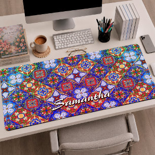 Carreaux de Talavera Mexicains Élégants Rouge Bleu